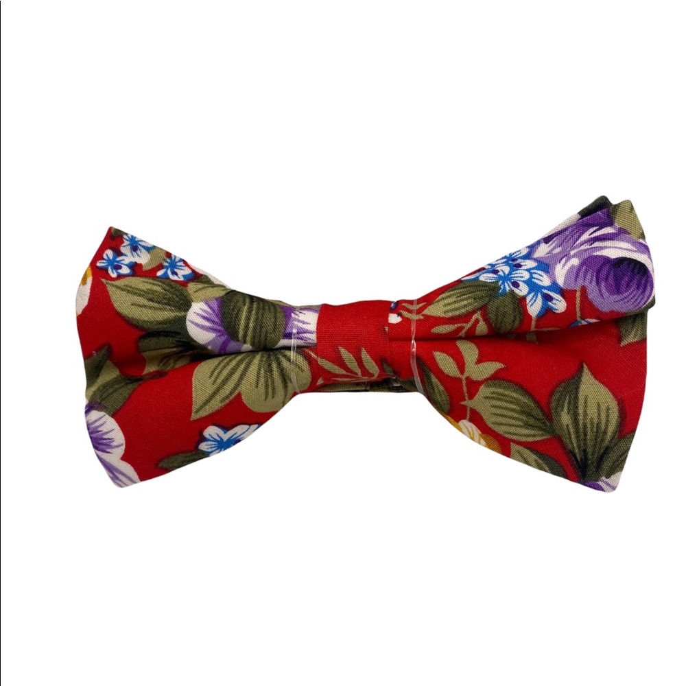 Red Tropical Floral Bow Tie